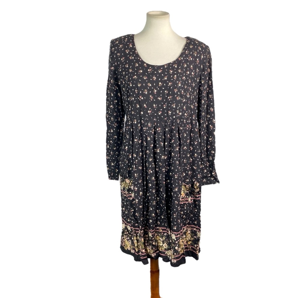 Vintage DBY floral Smock Dress With Pouch Pockets Size 13